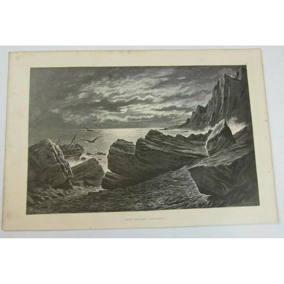 Antique 1872 Wood Engraving Print After the Storm by Jules Tavernier The Aldine